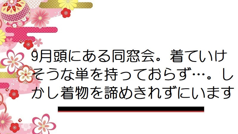 9月頭にある同窓会。着ていけそうな単を持っておらず…。しかし着物を諦めきれずにいます