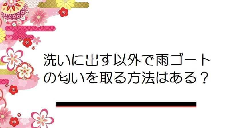 洗いに出す以外で雨ゴートの匂いを取る方法はありますか？