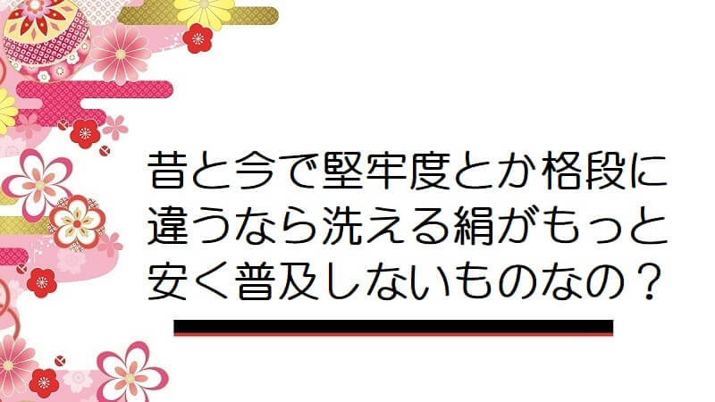 昔と今で堅牢度とか格段に違うなら洗える絹がもっと安く普及しないものなの？