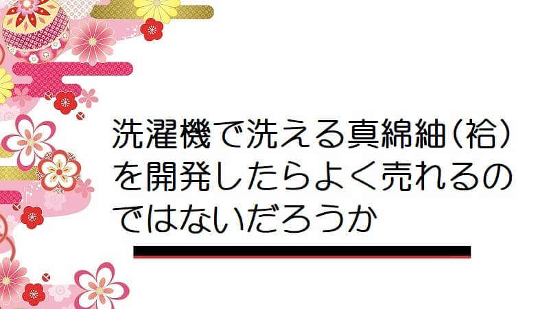 洗濯機で洗える真綿紬(袷)を開発したらよく売れるのではないだろうか