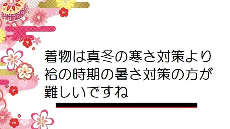 着物は真冬の寒さ対策より袷の時期の暑さ対策の方が難しいですね