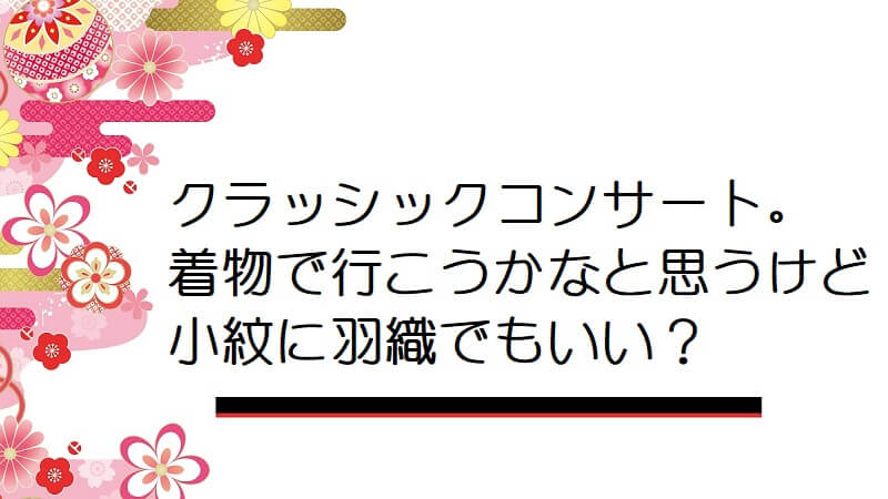 クラッシックコンサート。着物で行こうかなと思うけど小紋に羽織でもいいのでしょうか？