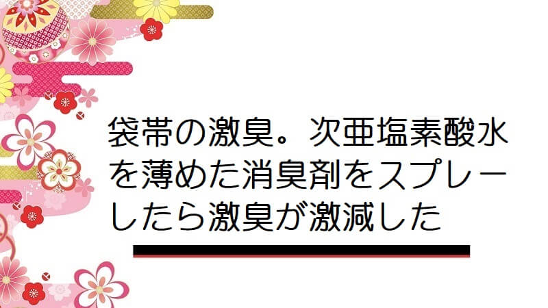 袋帯の激臭。次亜塩素酸水を薄めた消臭剤をスプレーしたら激臭が激減した