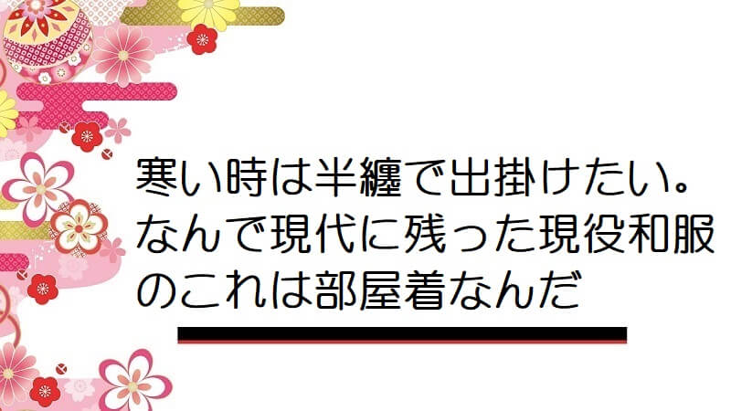 寒い時は半纏で出掛けたい。なんで現代に残った現役和服のこれは部屋着なんだ