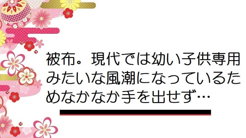 被布。現代では幼い子供専用みたいな風潮になっているためなかなか手を出せず…