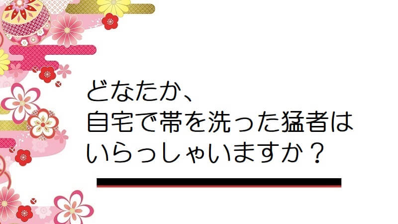 どなたか、自宅で帯を洗った猛者はいらっしゃいますか？