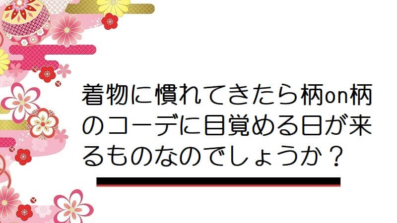 着物に慣れてきたら柄on柄のコーデに目覚める日が来るものなのでしょうか？