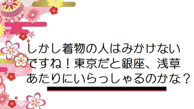 しかし着物の人はみかけないですね！東京だと銀座、浅草あたりにいらっしゃるのかな？