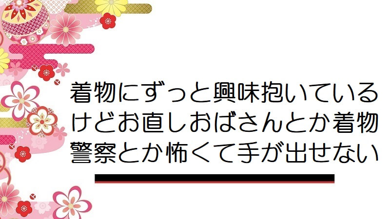 着物にずっと興味抱いているけどお直しおばさんとか着物警察とか怖くて手が出せない