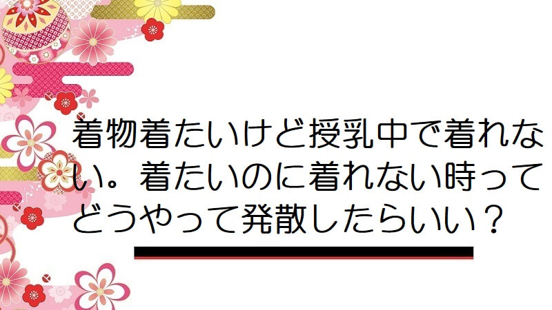 着物着たいけど授乳中で着れない。着たいのに着れない時ってどうやって発散したらいい？