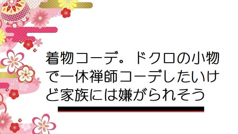 着物コーデ。ドクロの小物で一休禅師コーデしたいけど家族には嫌がられそう