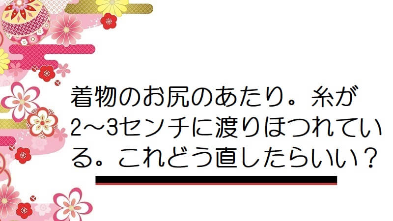 着物のお尻のあたり。糸が2～3センチに渡りほつれている。これどう直したらいい？