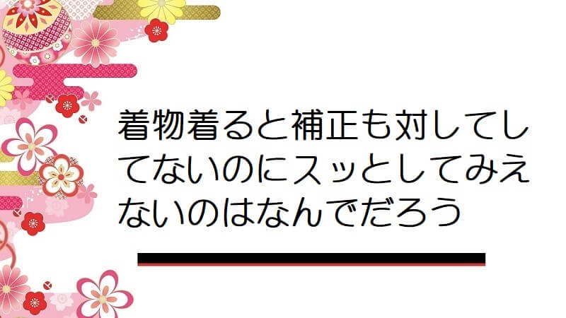 着物着ると補正も対してしてないのにスッとしてみえないのはなんでだろう