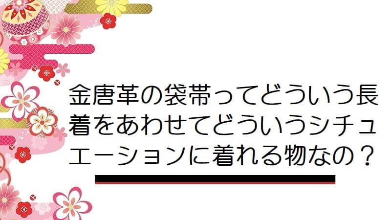 金唐革の袋帯ってどういう長着をあわせてどういうシチュエーションに着れる物なの？