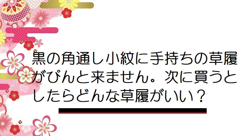 黒の角通し小紋に手持ちの草履がぴんと来ません。次に買うとしたらどんな草履がいい？