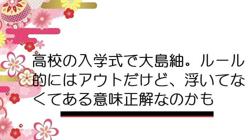 高校の入学式で大島紬。ルール的にはアウトだけど、浮いてなくてある意味正解なのかも