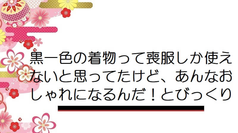 黒一色の着物って喪服しか使えないと思ってたけど、あんなおしゃれになるんだ！とびっくり