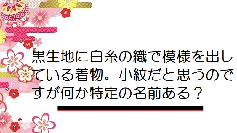 黒生地に白糸の織で模様を出している着物。小紋だと思うのですが何か特定の名前ある？