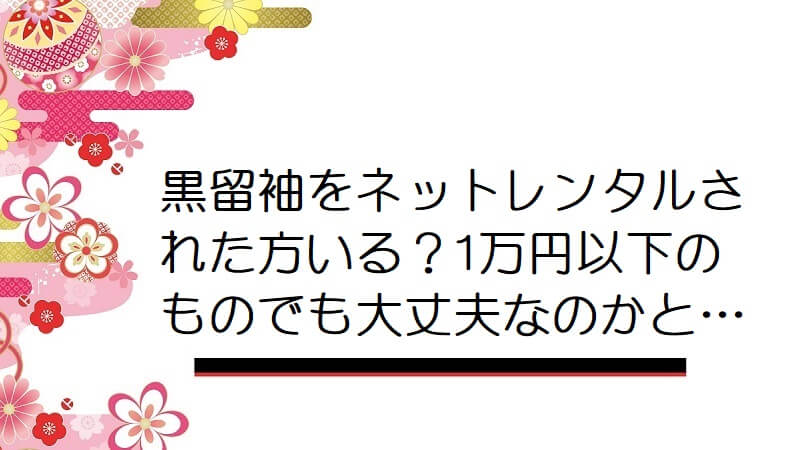 黒留袖をネットレンタルされた方いらっしゃいます？1万円以下のものでも大丈夫なのかと…