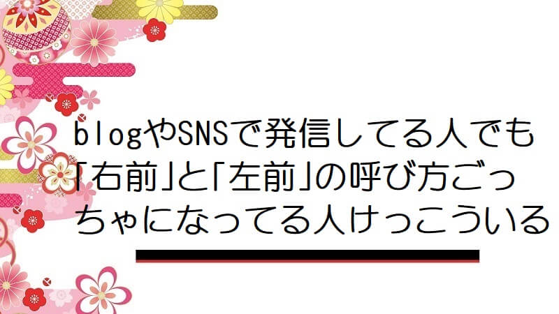 blogやSNSで発信してる人でも｢右前｣と｢左前｣の呼び方ごっちゃになってる人けっこういる