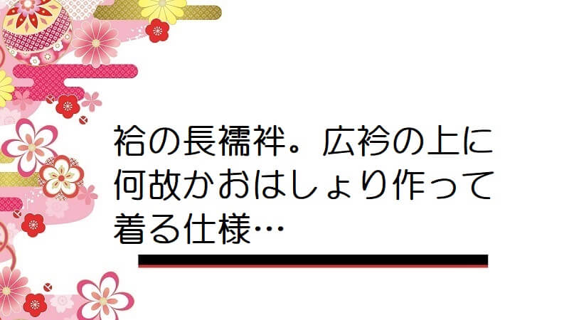 袷の長襦袢。広衿の上に何故かおはしょり作って着る仕様…