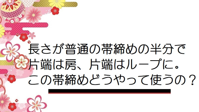 長さが普通の帯締めの半分で片端は房、片端はループに。この帯締めどうやって使うの？