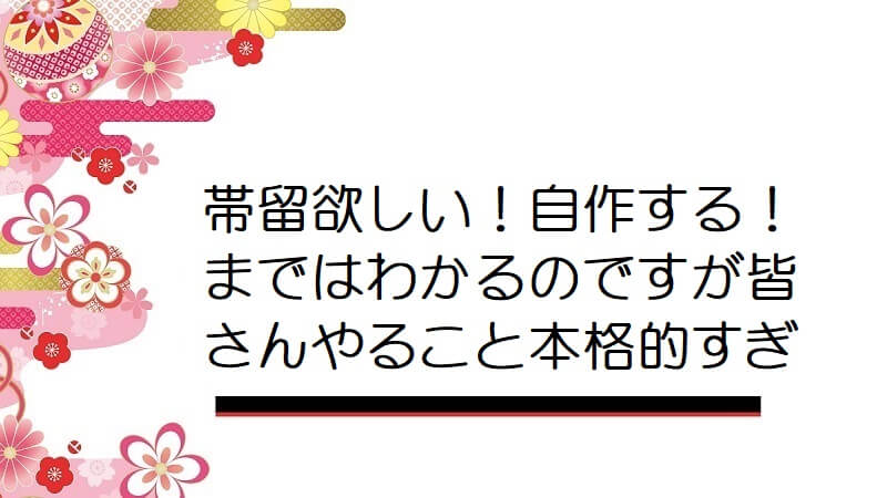 帯留欲しい！自作する！まではわかるのですが皆さんやること本格的すぎ