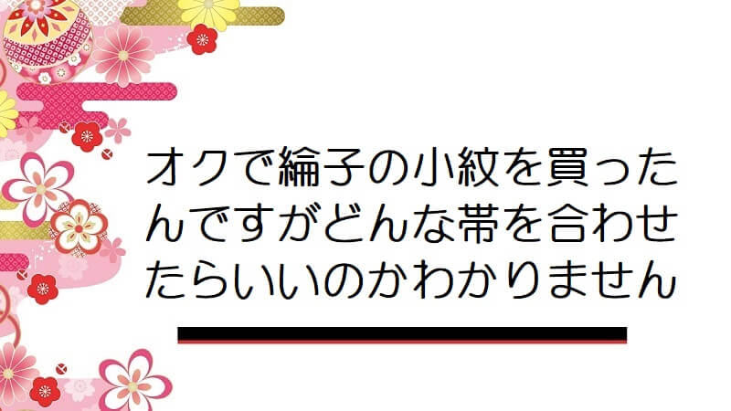 オクで綸子の小紋を買ったんですがどんな帯を合わせたらいいのかわかりません