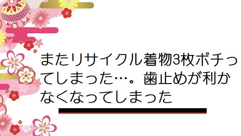 またリサイクル着物3枚ポチってしまった…。歯止めが利かなくなってしまった