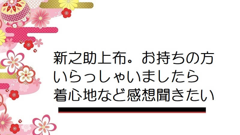 新之助上布。お持ちの方いらっしゃいましたら着心地など感想聞きたい