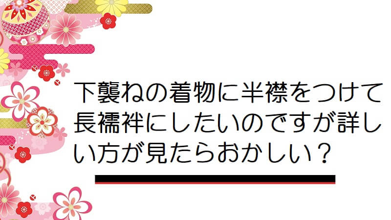 下襲ねの着物に半襟をつけて長襦袢にしたいのですが詳しい方が見たらおかしい？