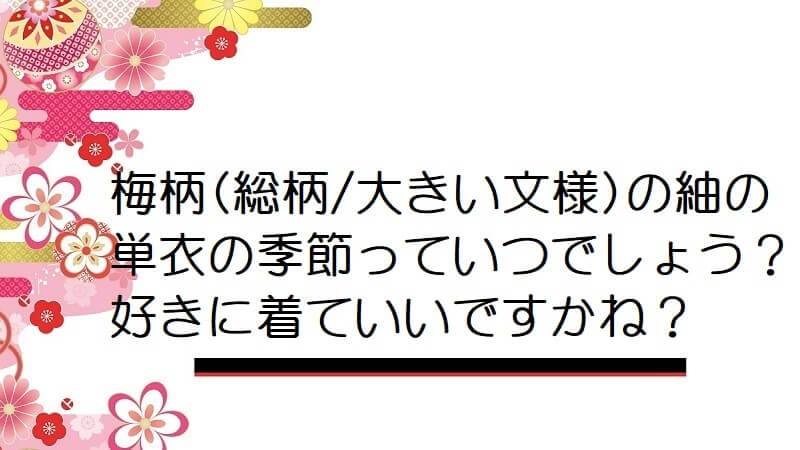 梅柄(総柄/大きい文様)の紬の単衣の季節っていつでしょう？好きに着ていいですかね？