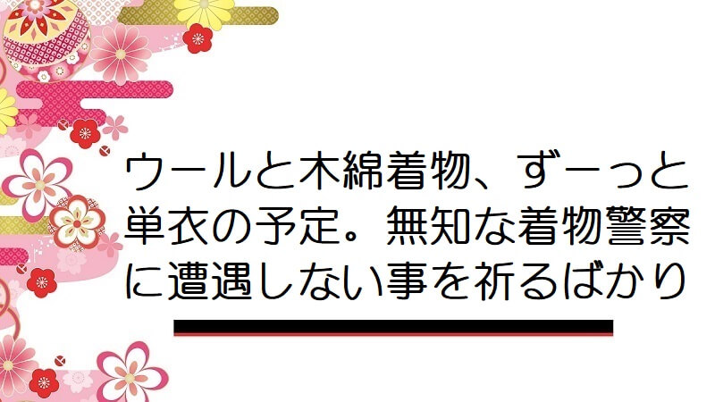 ウールと木綿着物、ずーっと単衣の予定。無知な着物警察に遭遇しない事を祈るばかり