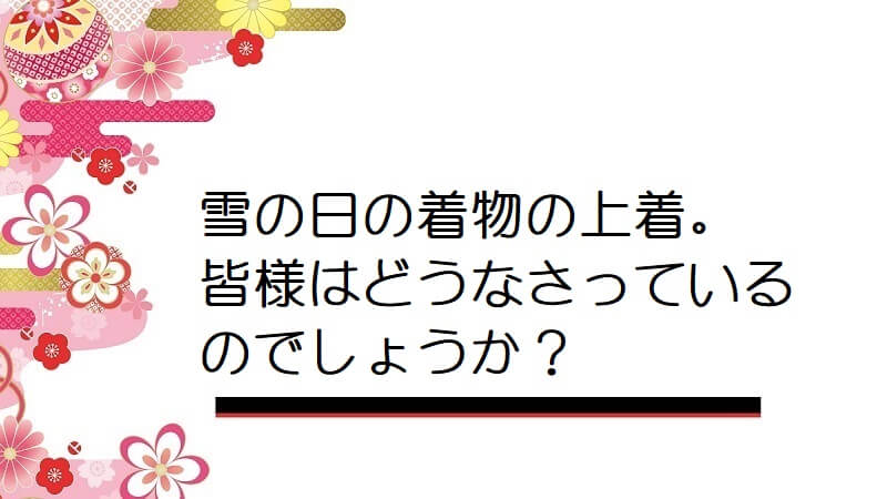 雪の日の着物の上着。皆様はどうなさっているのでしょうか？